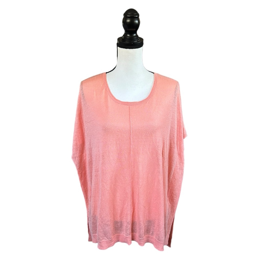 J. Jill Linen Blend Kaftan Tunic Top in Grapefruit Coastal Lagenlook M/L NWT